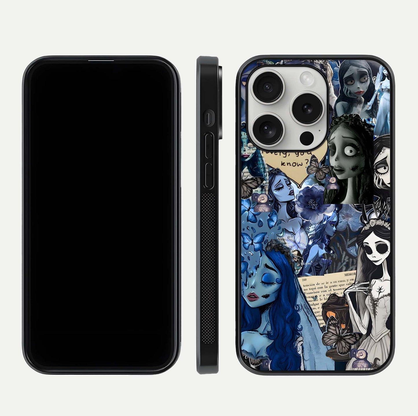 Corpse Bride Posters Glass Case for iPhone 16 Pro dual-view layout displaying cinematic tones and HD finish