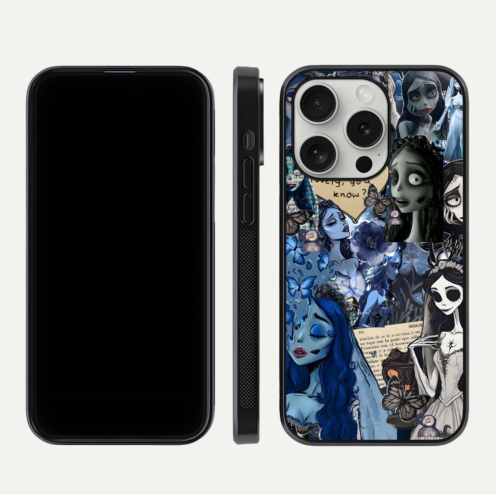 Corpse Bride Posters Glass Case for iPhone 16 Pro dual-view layout displaying cinematic tones and HD finish