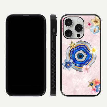 Divine Aura Bloom Glass Case for iPhone 16 Pro dual-view layout displaying divine color tones and smooth edges