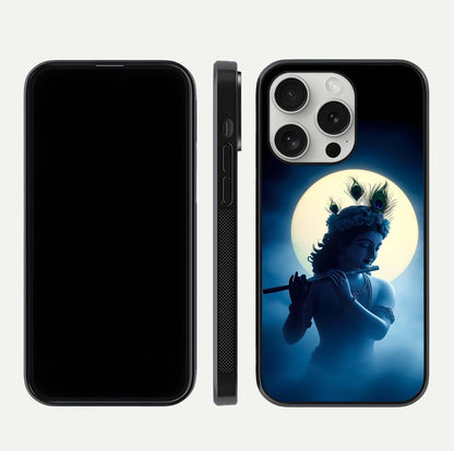 Divine Moon Flute Glass Case for iPhone 16 Pro dual-view layout displaying soft night tones and curved polish