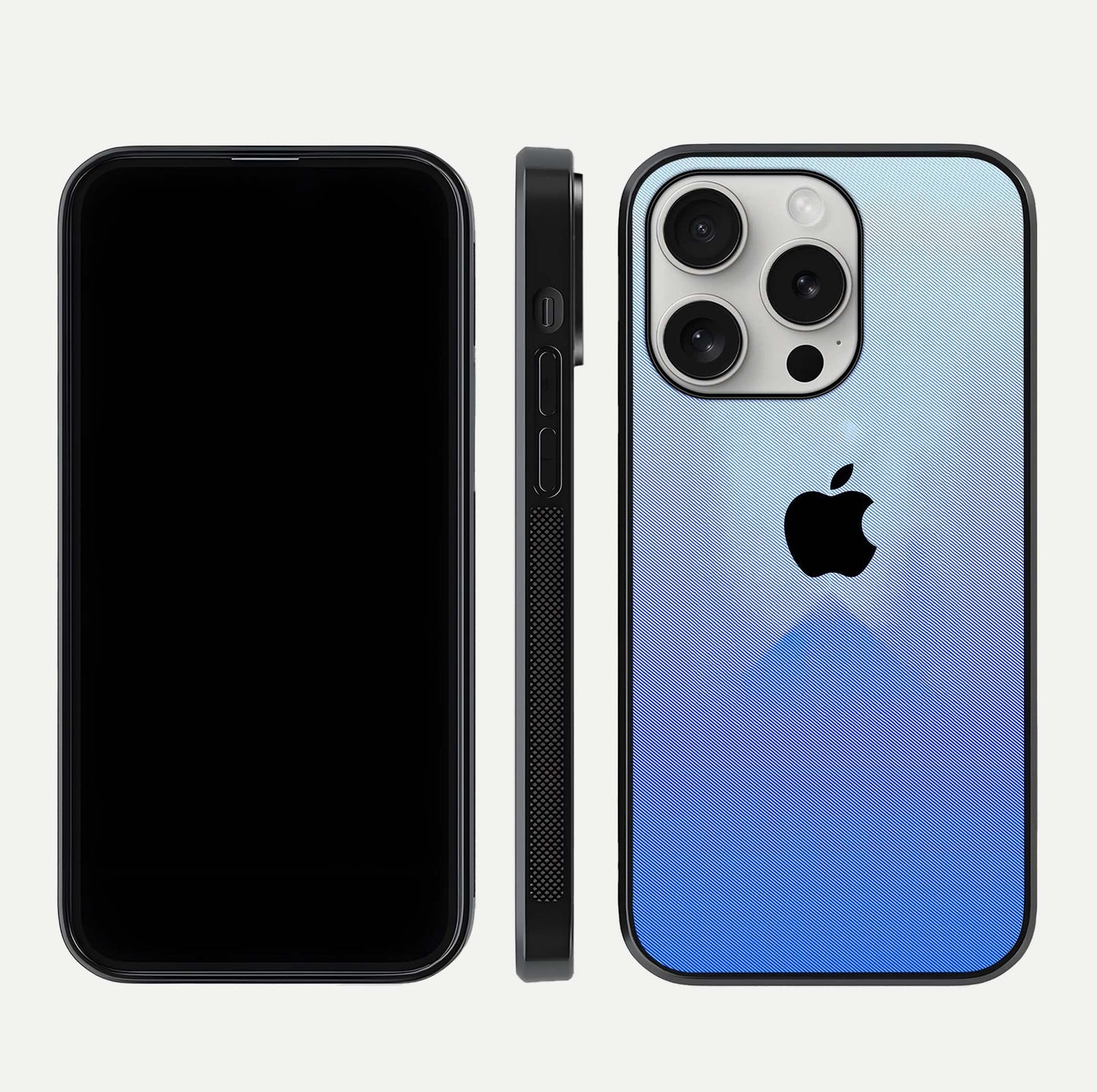 Gradient Apple Vibe Glass Case for iPhone 16 Pro front and back view layout highlighting minimalist Apple design and curved edges