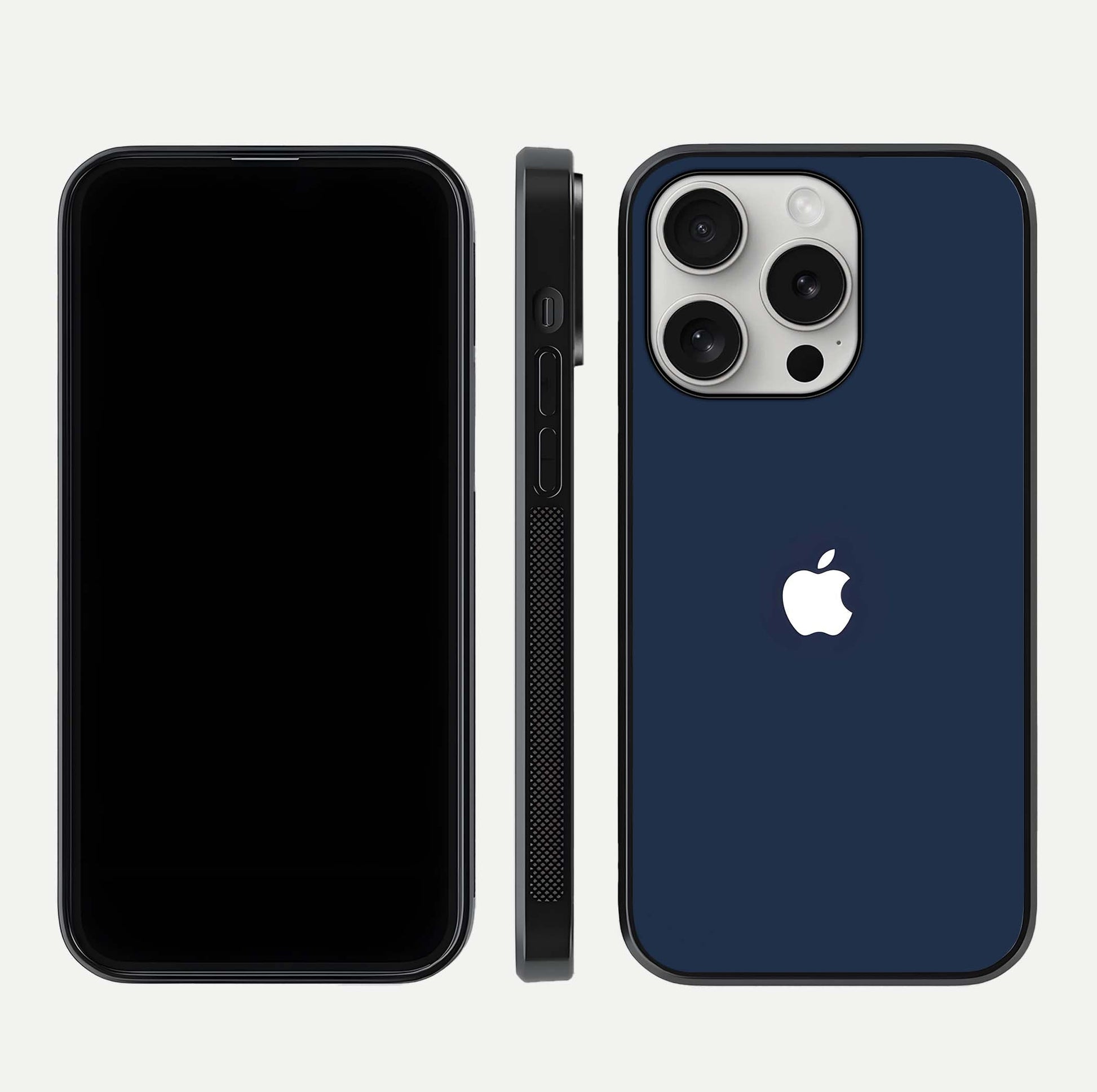 Minimal Apple Night Glass Case for iPhone 16 Pro front & back layout highlighting simplicity and edge curve