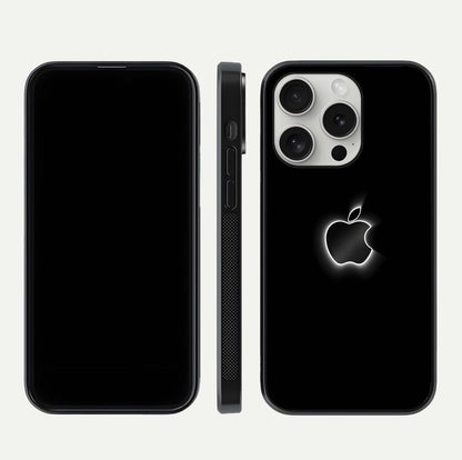 Neon Apple Glow Glass Case for iPhone 16 Pro front & back layout showing bright tones and edge curve