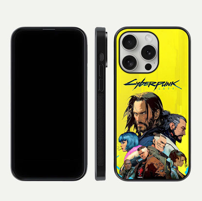 Neon Rebel Genesis Glass Case for iPhone 16 Pro front & back layout highlighting futuristic theme and curves