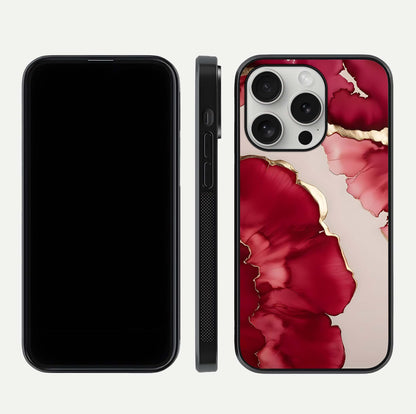 Pink & White Marble Glass Case For iPhone 16 Pro