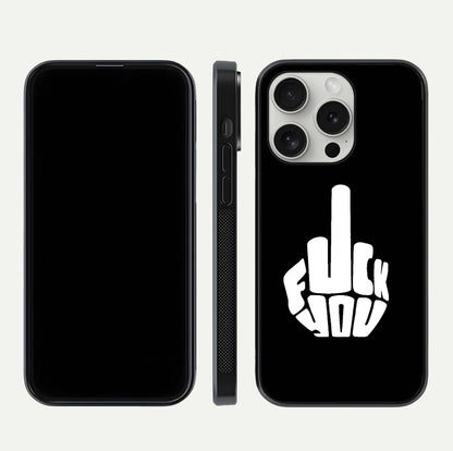 Rebel Mode On Glass Case for iPhone 16 Pro front & back layout showing minimal tone and clean edge fit