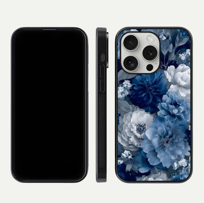 Royal Bloom Garden Glass Case for iPhone 16 Pro front & back layout showing soft tones and curved glass design