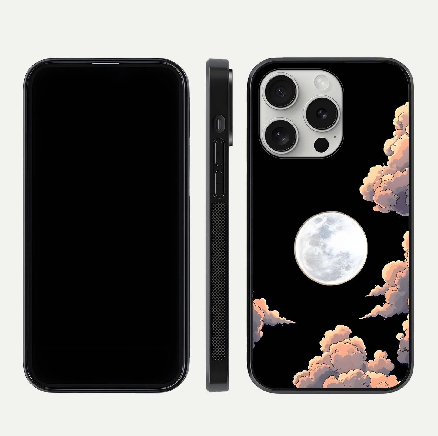 Shade Cloud Moon Glass Case for iPhone 16 Pro front & back layout showing soft gradient tones and edges