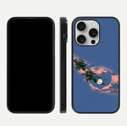 Sky Under Tree Glass Case for iPhone 16 Pro front & back layout showing sky tones and curved glass edge