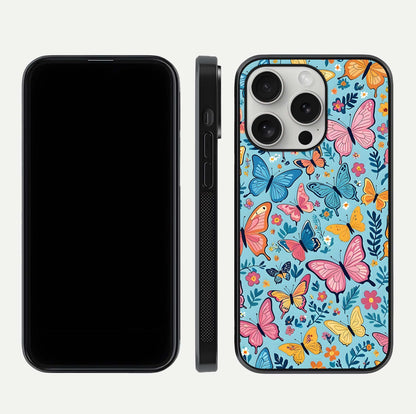 Spiritual Krishna Glass Case for iPhone 16 Pro front & back layout showing spiritual artwork and clean edge