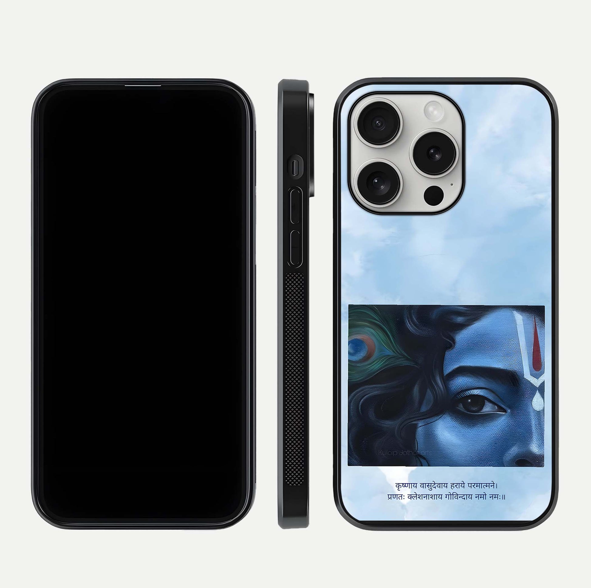 Spring Wing Garden Glass Case for iPhone 16 Pro front & back layout showing soft tones and elegant glass design