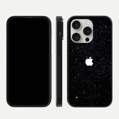 Starry Apple Galaxy Glass Case for iPhone 16 Pro front & back layout showing cosmic tones and sleek edge