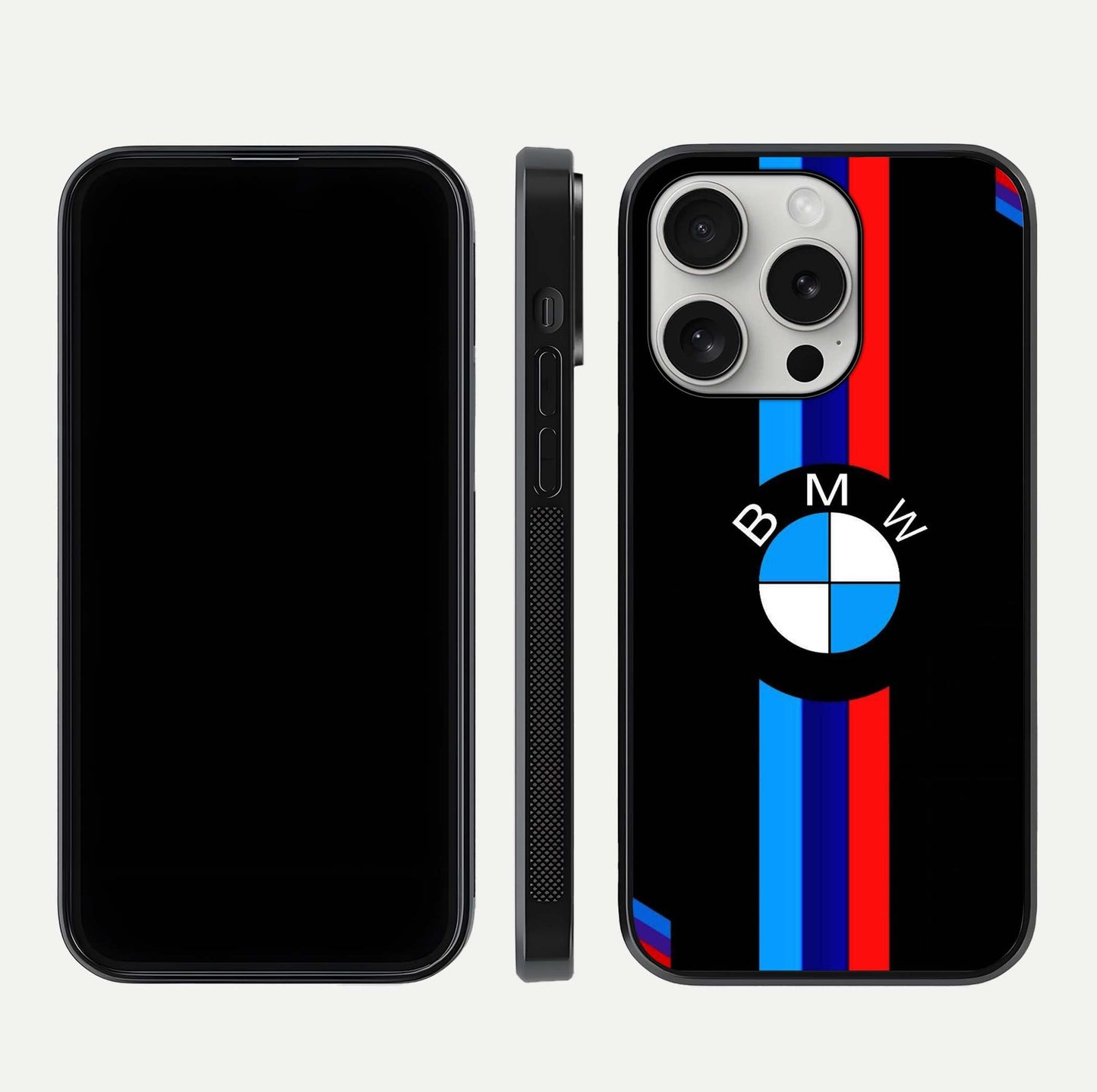 Turbo BMW Beast Glass Case for iPhone 16 Pro front & back layout showing bold design and smooth finish