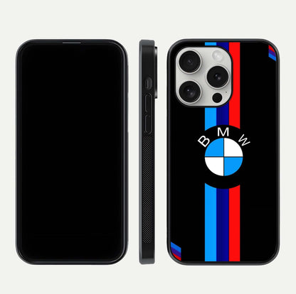 Turbo BMW Beast Glass Case for iPhone 16 Pro front & back layout showing bold design and smooth finish