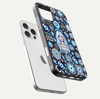 Angel Aura Shield Glass Case for iPhone 16 Pro floating angle showing light reflection and protective edge structure