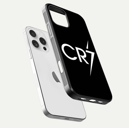 CR7 Elite Strike Glass Case for iPhone 16 Pro floating mockup displaying HD gloss and sporty texture