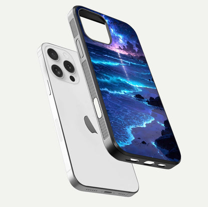 Classic Damn Look Glass Case for iPhone 16 Pro floating mockup emphasizing HD gloss and stylish edges