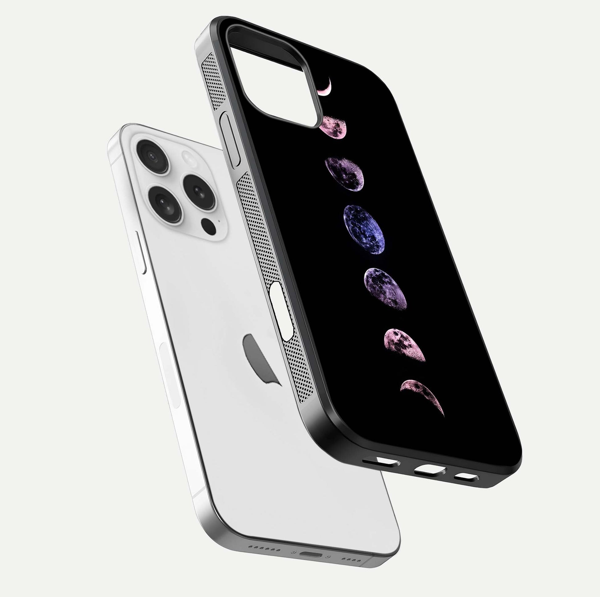 Crimson All Planets Glass Case for iPhone 16 Pro floating mockup showing gloss depth and rich hues