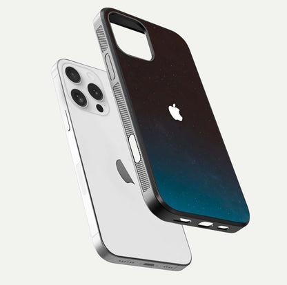 Green Emerald Apple Logo Glass Case for iPhone 16 Pro floating dual-view mockup showing glossy shine and premium color tone