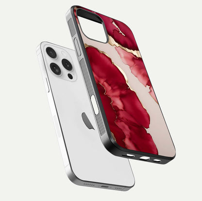 Pink & White Marble Glass Case For iPhone 16 Pro