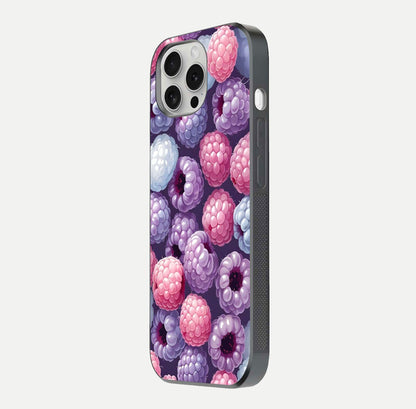 Berry Candy Pop Glass Case for iPhone 16 Pro side-angle image with bright color tones and smooth reflection