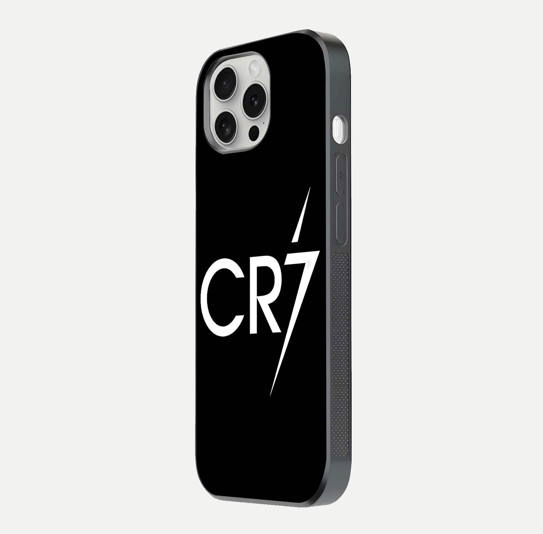 CR7 Elite Strike Glass Case for iPhone 16 Pro side-angle image showing polished edges and vibrant design