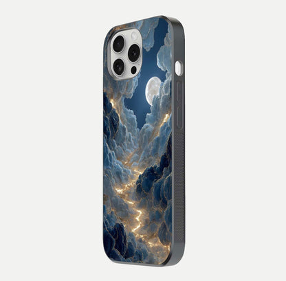 Celestial Cloud Road Glass Case for iPhone 16 Pro side-angle image showing soft pastel tones and edge clarity