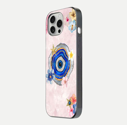 Divine Aura Bloom Glass Case for iPhone 16 Pro side-angle photo capturing reflection glow and premium polish