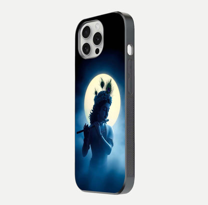 Divine Moon Flute Glass Case for iPhone 16 Pro side-angle image capturing reflection depth and soft color