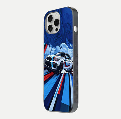 Drift Power Rush Glass Case for iPhone 16 Pro side-angle image capturing reflection glow and smooth curve