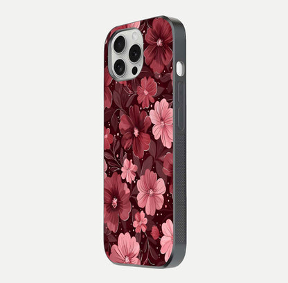 Flower Blush Bloom Glass Case for iPhone 16 Pro side-angle photo showing glass reflection and delicate hues