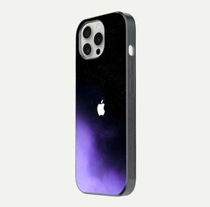 Galaxy Apple Aura Glass Case for iPhone 16 Pro side-angle image showing glossy surface and soft reflection hues