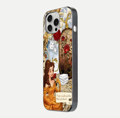 Golden Dream Belle Glass Case for iPhone 16 Pro side-angle image showing reflective edges and premium golden tint
