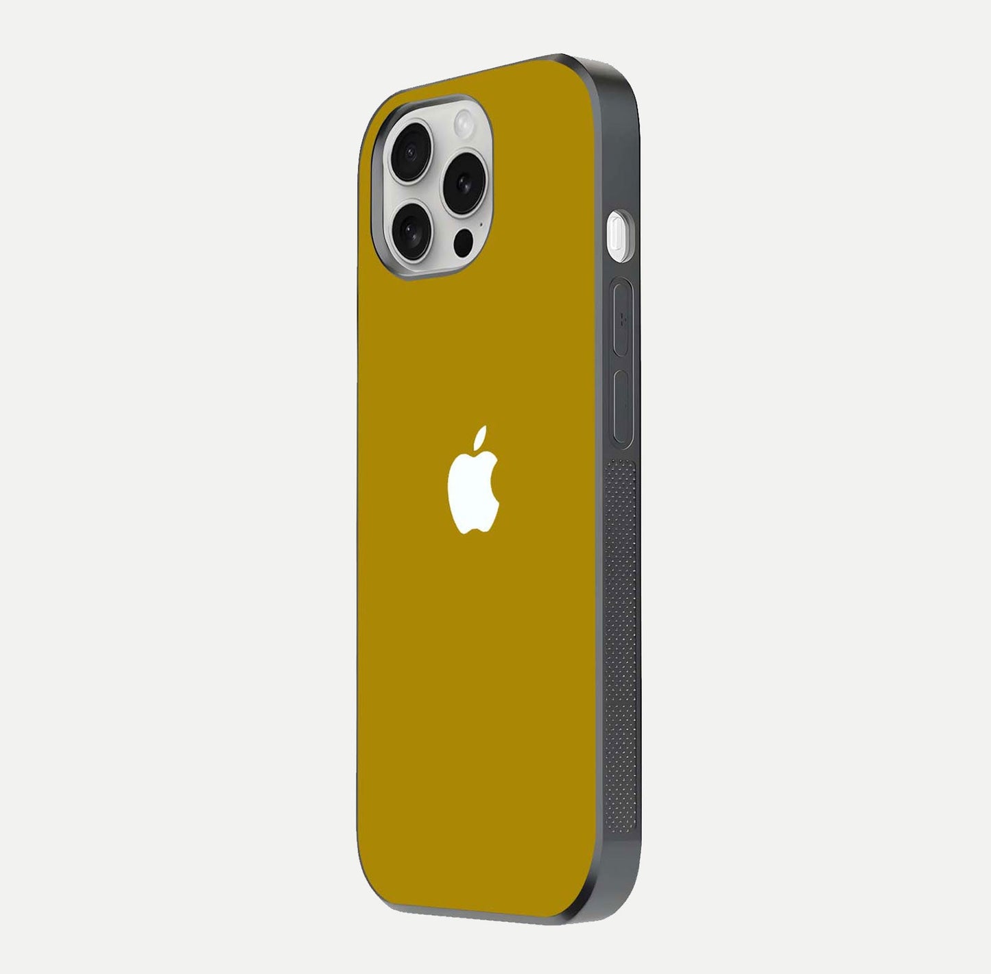 Golden Luxe Aura Glass Case for iPhone 16 Pro side-angle image showing reflection clarity and aura glow