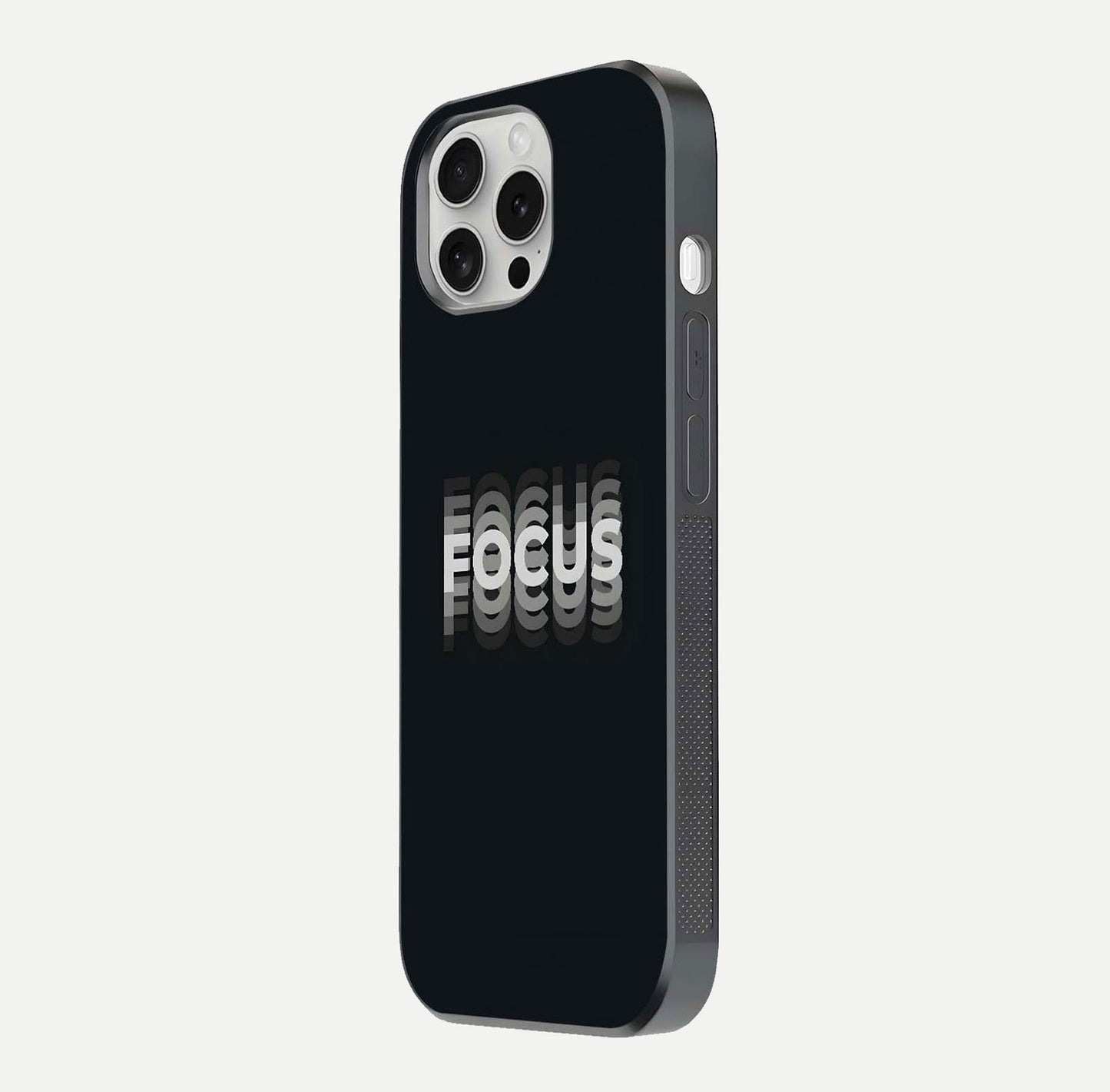 Mono Focus Vision Glass Case for iPhone 16 Pro side-angle image showing smooth reflection and minimal tones