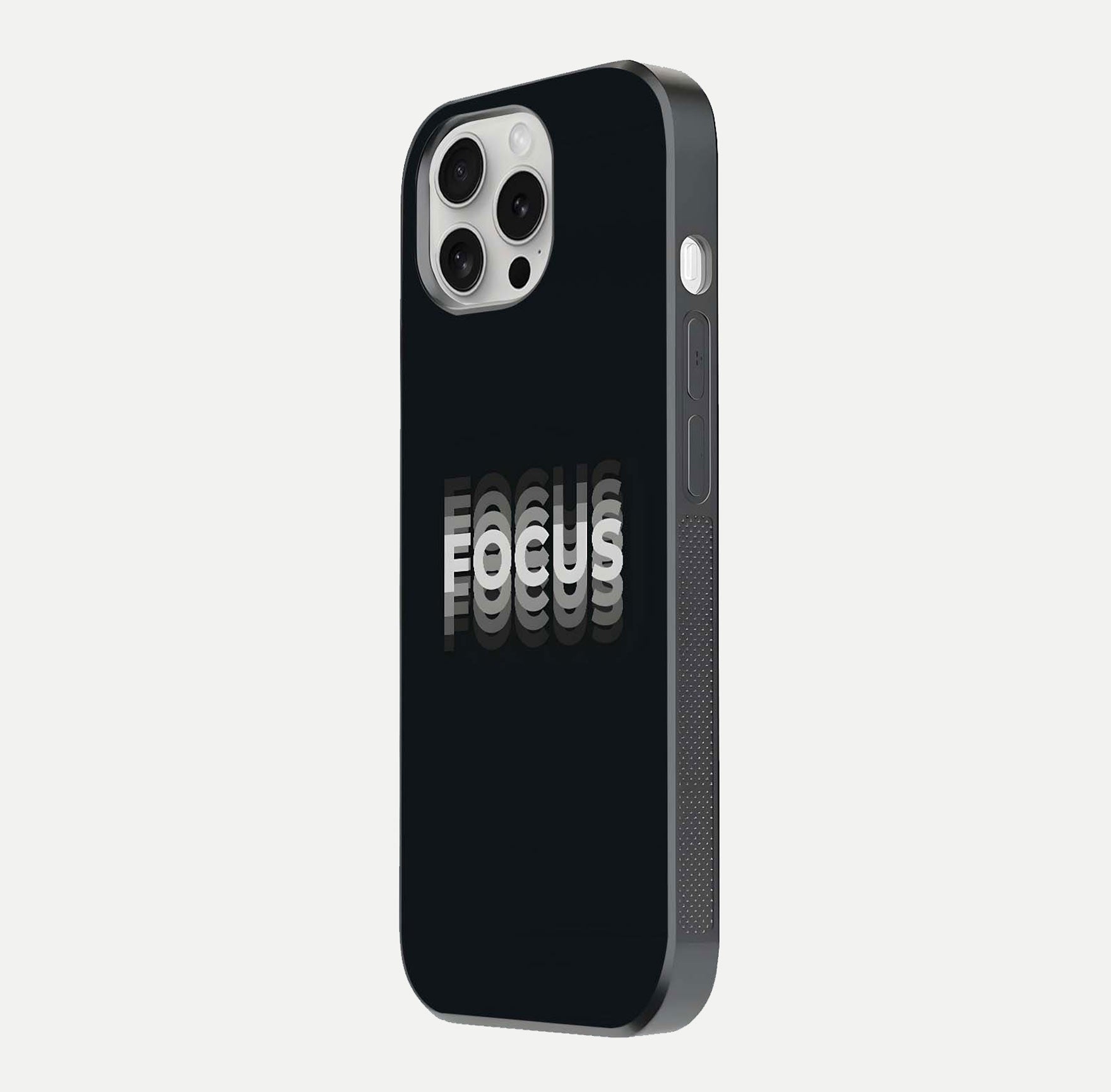 Mono Focus Vision Glass Case for iPhone 16 Pro side-angle image showing smooth reflection and minimal tones