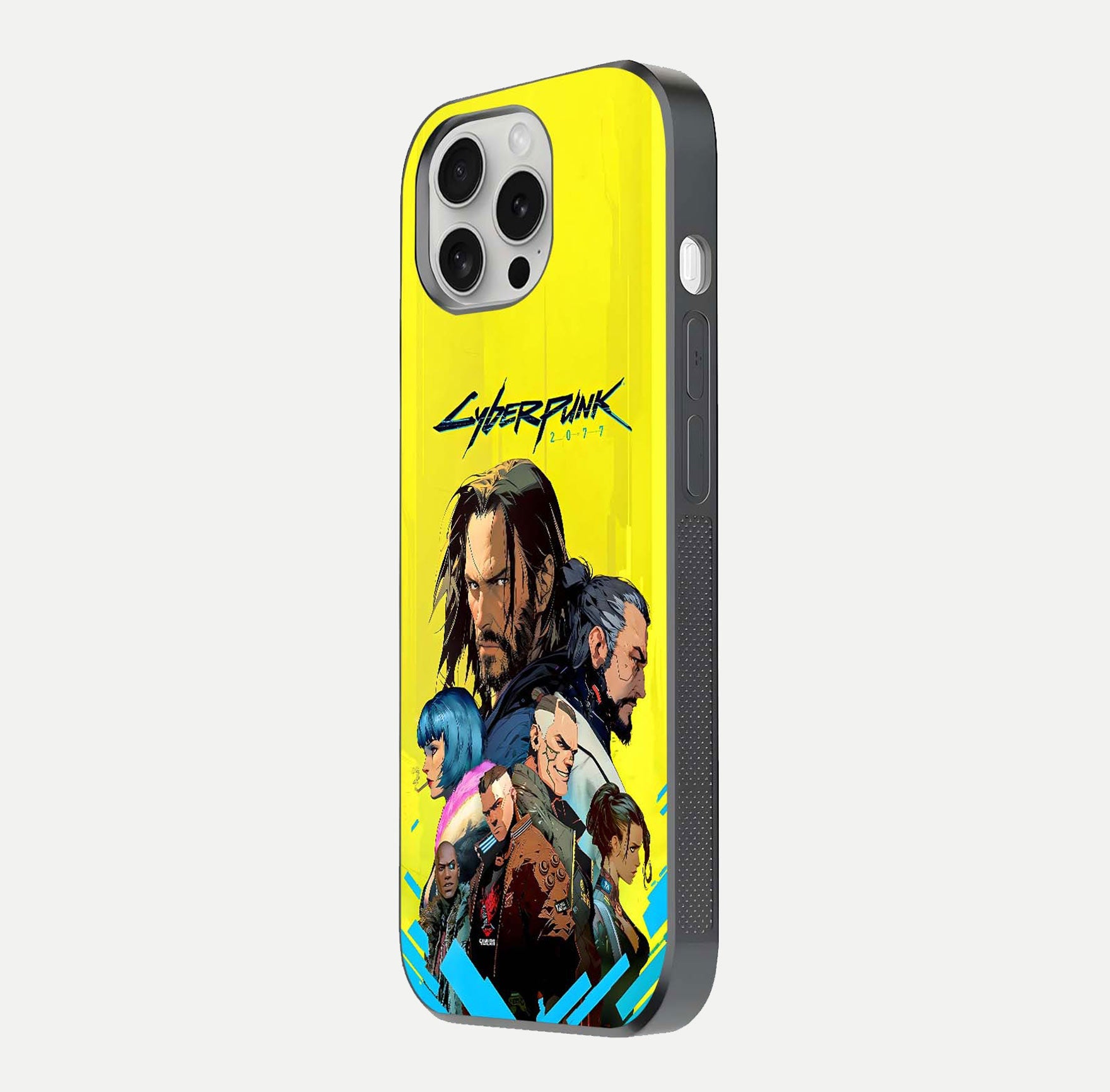 Neon Rebel Genesis Glass Case for iPhone 16 Pro side-angle image showing gloss surface and sharp neon tone