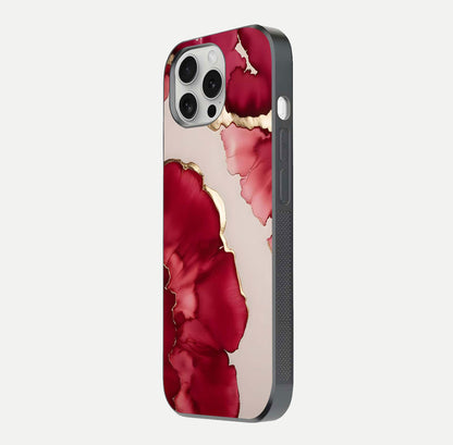Pink & White Marble Glass Case For iPhone 16 Pro