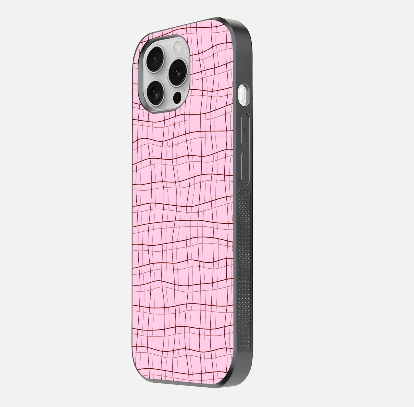 Soft Grid Bliss iPhone 16 Pro glass phone case side profile view focusing on sleek edges and seamless wrap