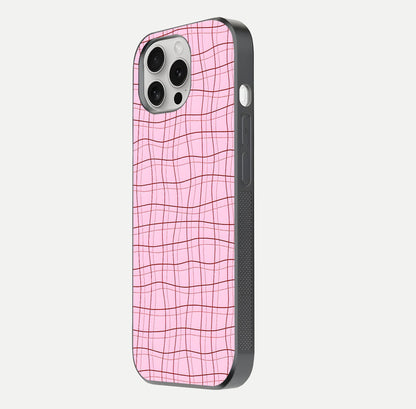 Soft Grid Bliss iPhone 16 Pro glass phone case side profile view focusing on sleek edges and seamless wrap