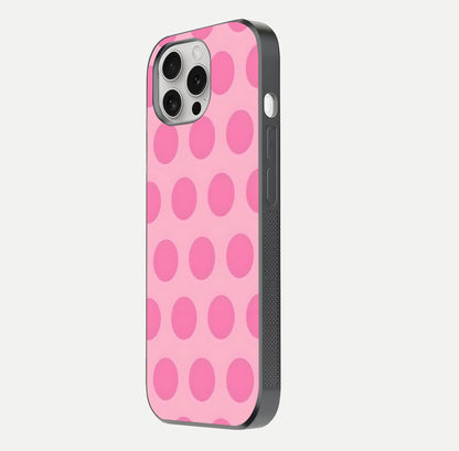 Sweet Dot Dreams iPhone 16 Pro glass phone case side profile view focusing on sleek edges and seamless wrap
