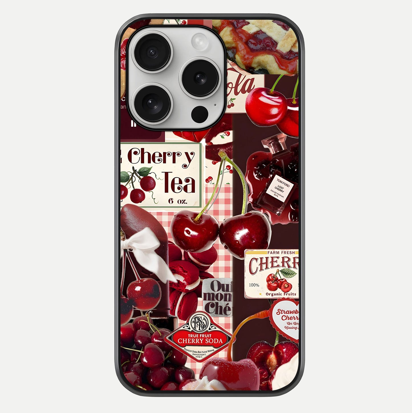 Aesthetic Cherry Tea Glass Case For iPhone 16 Pro by Custom World