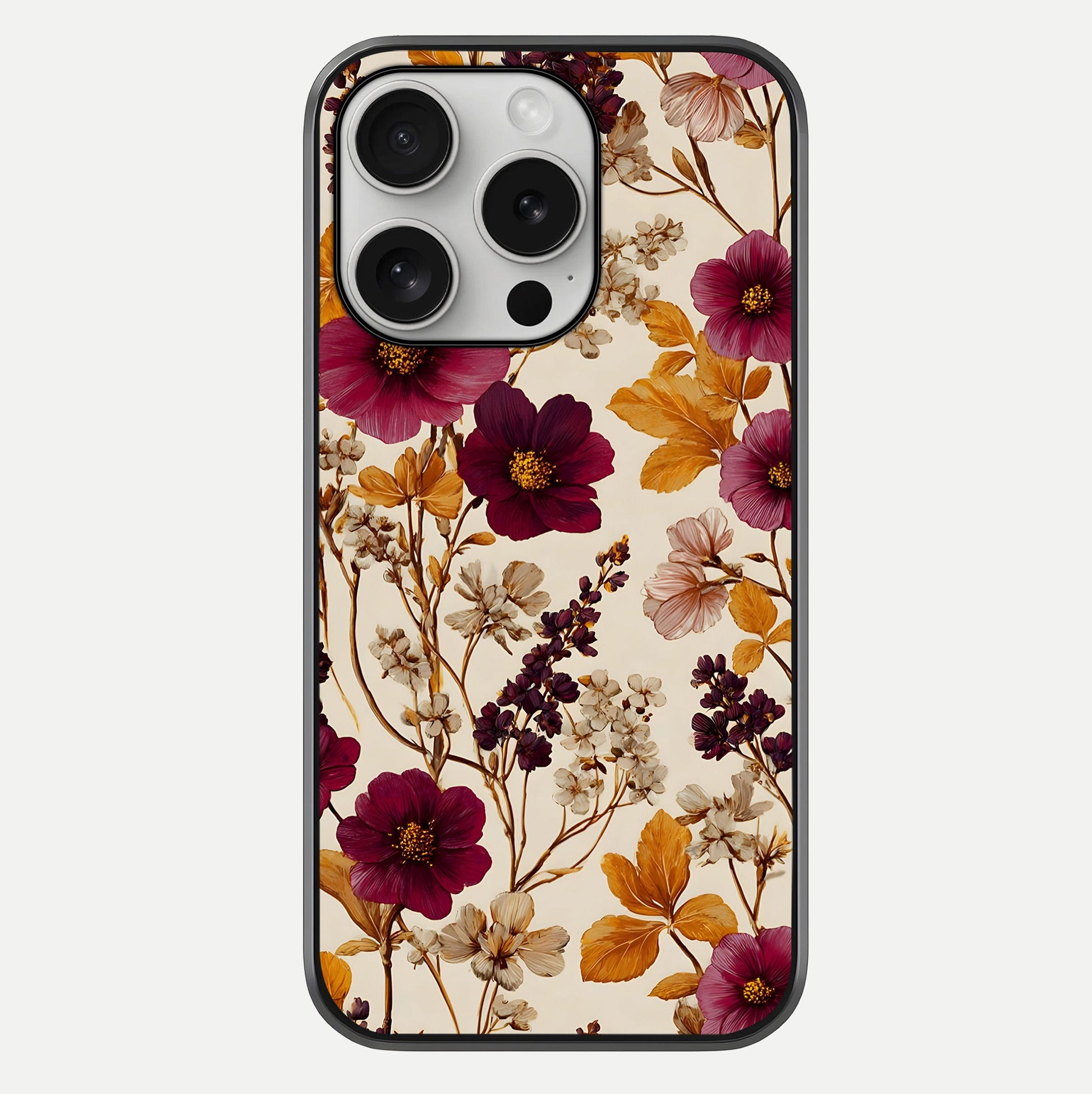 Autumn Wine Bloom Glass Case For iPhone 16 Pro by Custom World