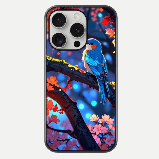 Blooming Spendor Bird Glass Case For iPhone 16 Pro by Custom World