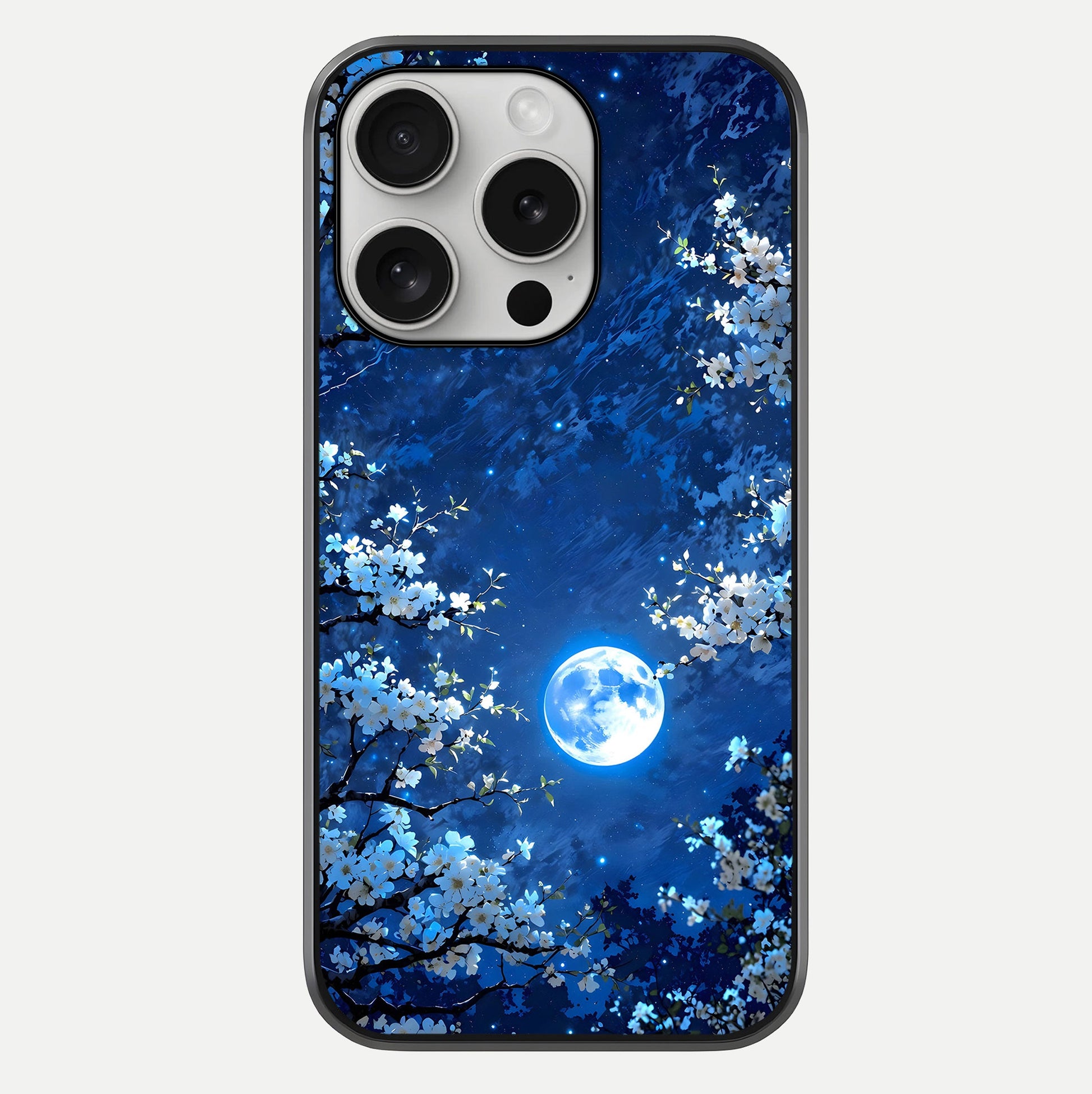 Blossom Moonlight Sky Glass Case For iPhone 16 Pro by Custom World