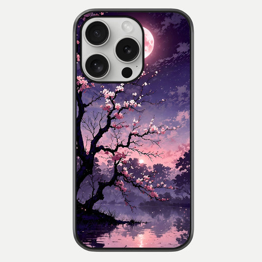 Blossom Pink Moon Glass Case For iPhone 16 Pro by Custom World