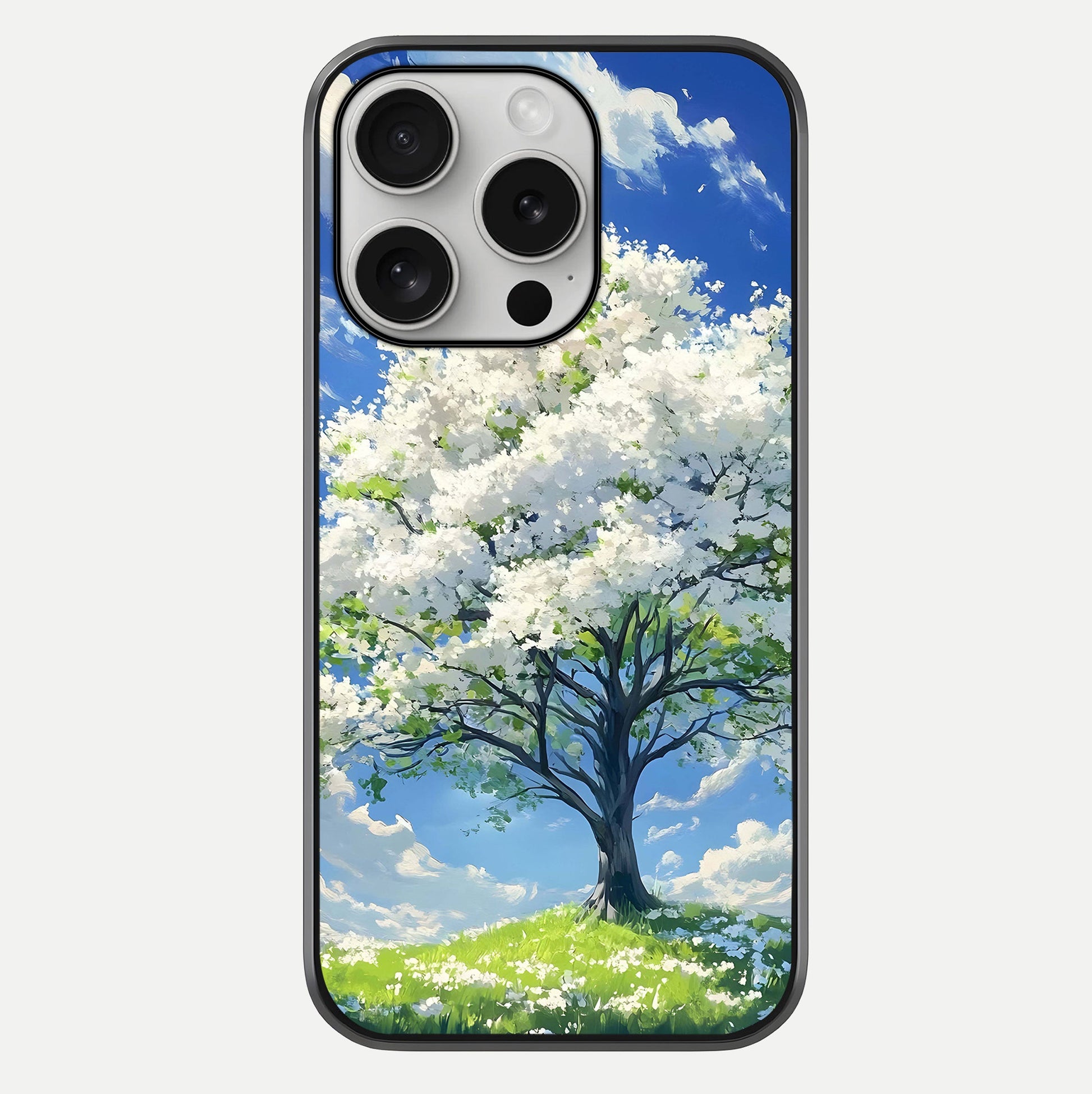 Blossom Sky Serenity Glass Case For iPhone 16 Pro by Custom World