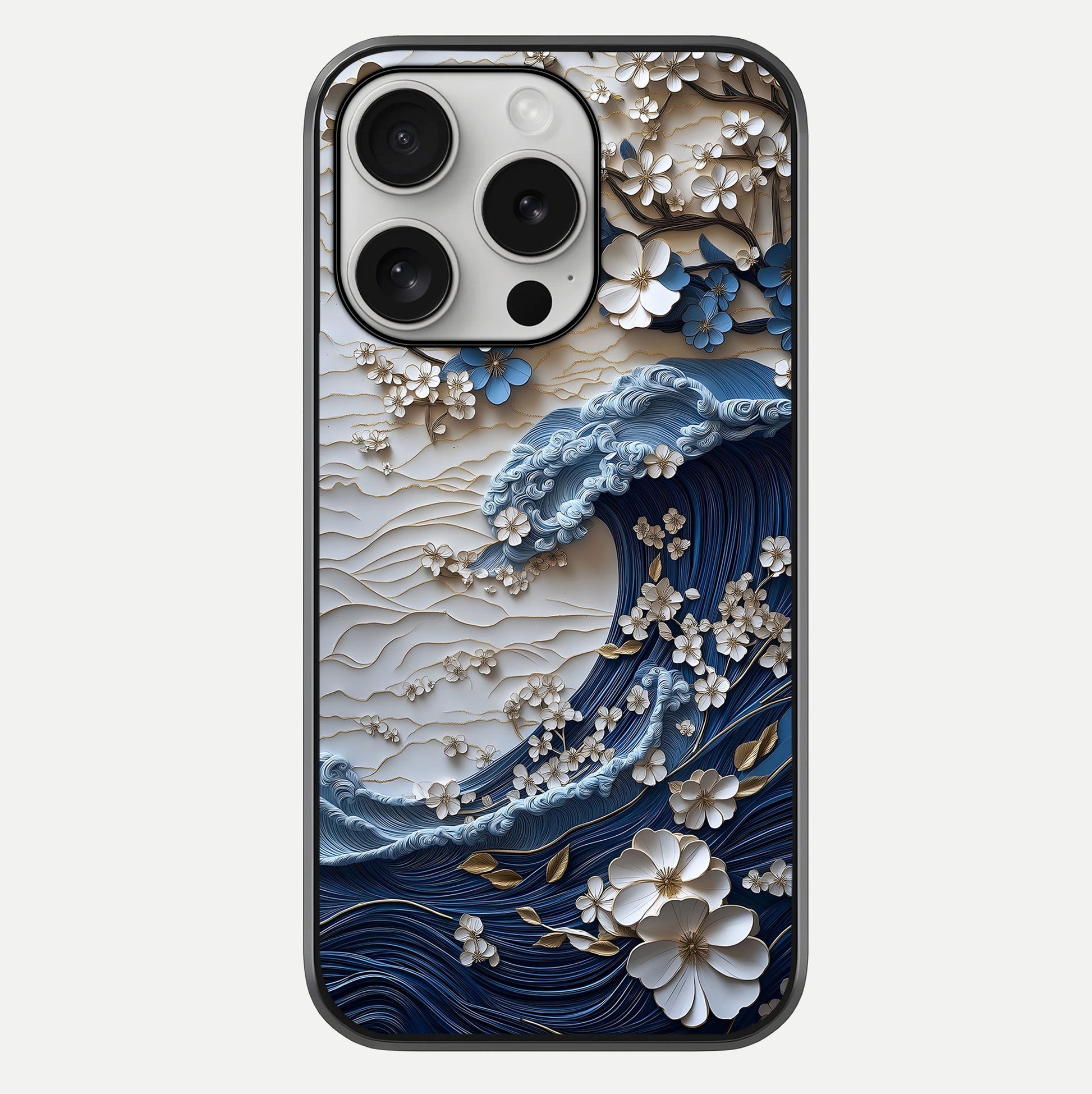Blossom Wave Art Glass Case For iPhone 16 Pro by Custom World