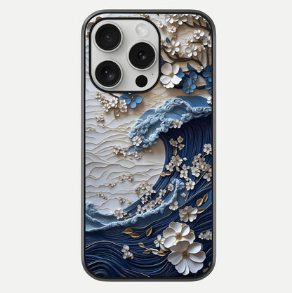 Blossom Wave Art Glass Case For iPhone 16 Pro by Custom World