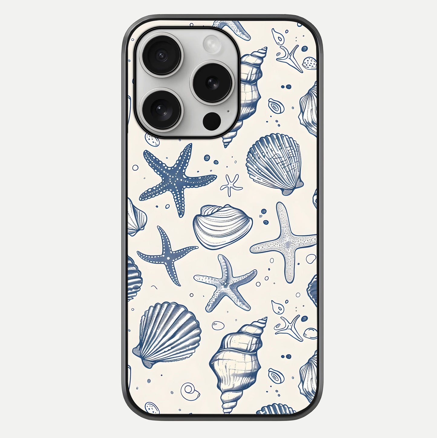 Blue Ocean Outline Glass Case For iPhone 16 Pro by Custom World